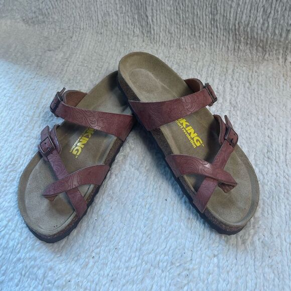Viking Terracotta leather Embossed loop toe straps sandals EUR SZ38 - Picture 5 of 10